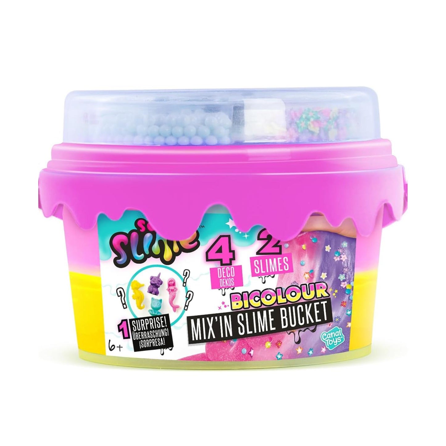 So Slime Mix'in Slime Bucket - 2 Colour Slimes with Surprise Character & Fun Decorations 400g Stretchy Sensory Slime Kit for Kids DIY Mix & Play Set for Creative Fun Christmas Gift Ideas, Xmas stocking filler