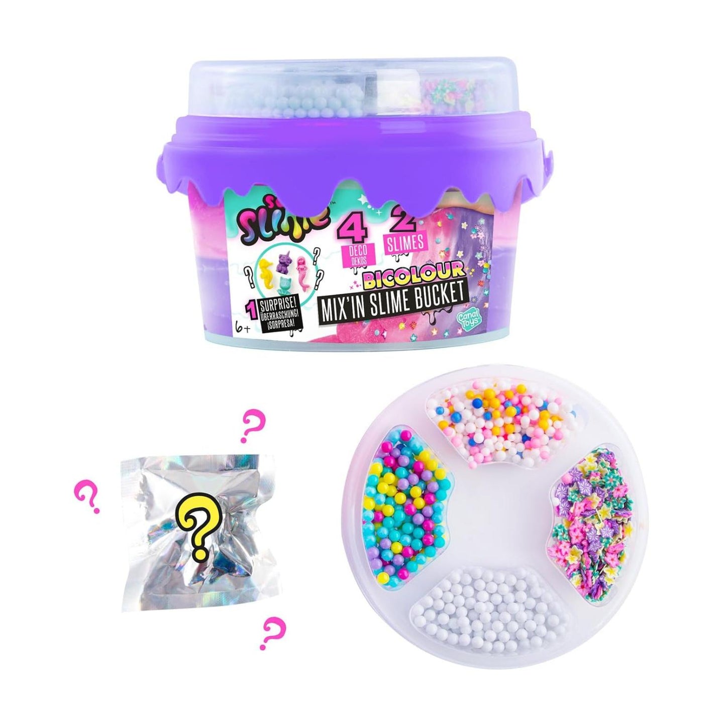 So Slime Mix'in Slime Bucket - 2 Colour Slimes with Surprise Character & Fun Decorations 400g Stretchy Sensory Slime Kit for Kids DIY Mix & Play Set for Creative Fun Christmas Gift Ideas, Xmas stocking filler