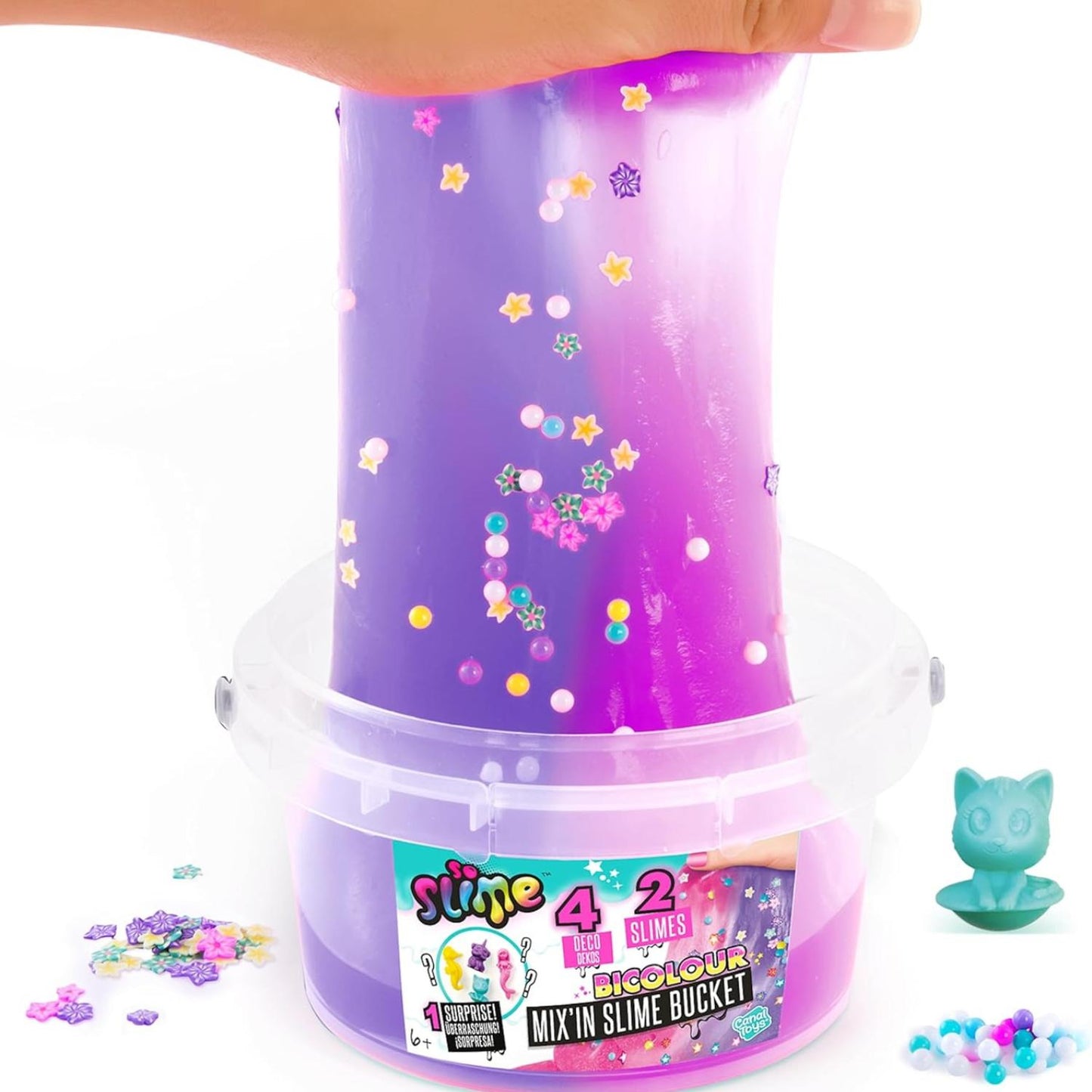 So Slime Mix'in Slime Bucket - 2 Colour Slimes with Surprise Character & Fun Decorations 400g Stretchy Sensory Slime Kit for Kids DIY Mix & Play Set for Creative Fun Christmas Gift Ideas, Xmas stocking filler