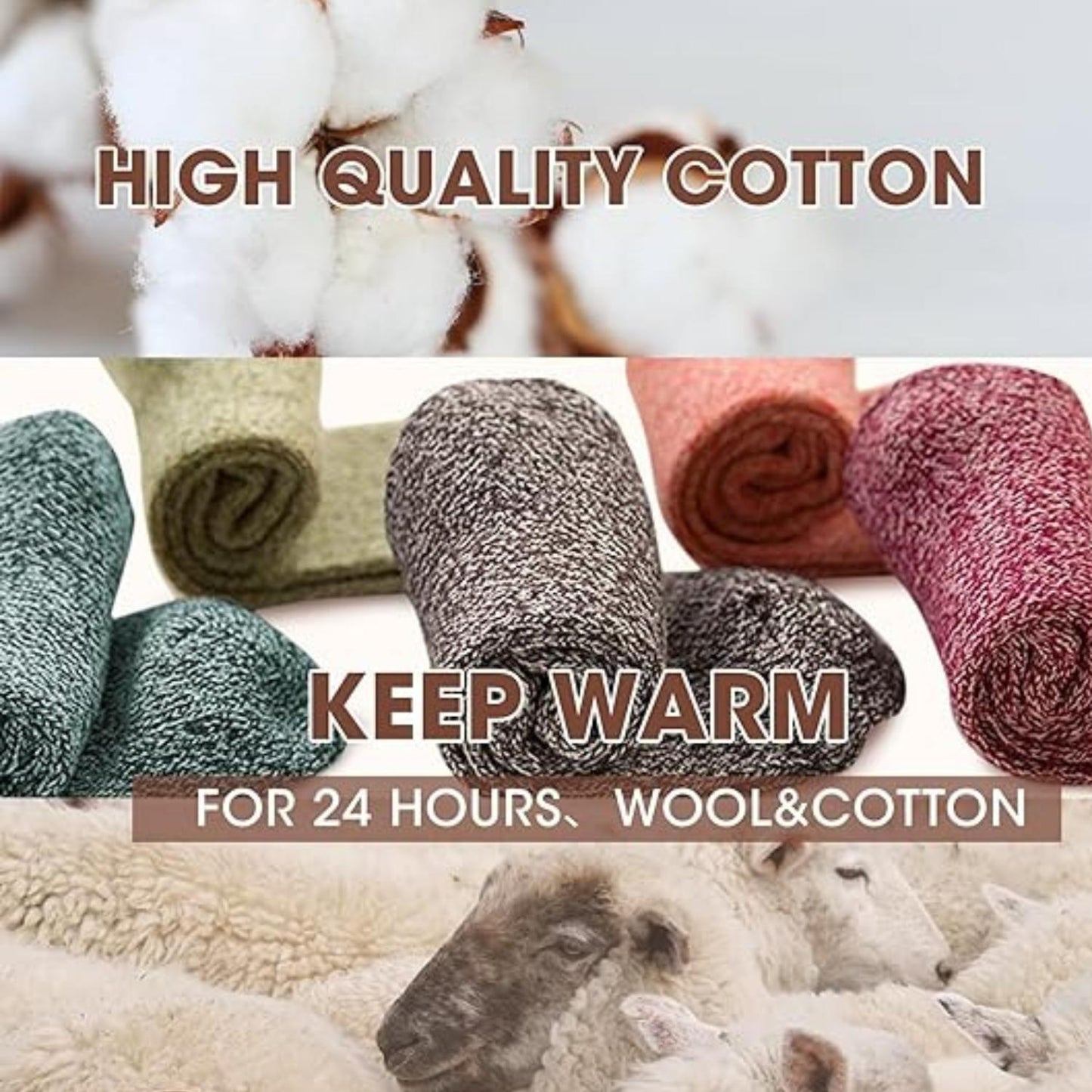 5-Pair Thermal Winter Socks for Women, One-Size Fit for Most UK Size from 4-8, Warm Wool Knit Ladies Socks