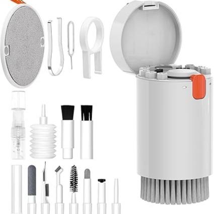 20-in-1 Multifunctional Mobile & Electronic Gadgets Cleaning Kit | Cleaning Set for Keyboard, Laptop, AirPods, Phone, Camera, Earbuds, Screen – Tools with Brushes, Spray Bottle, Keycap Puller, Air Blower, Cloth – All-in-One Tech Cleaner Set