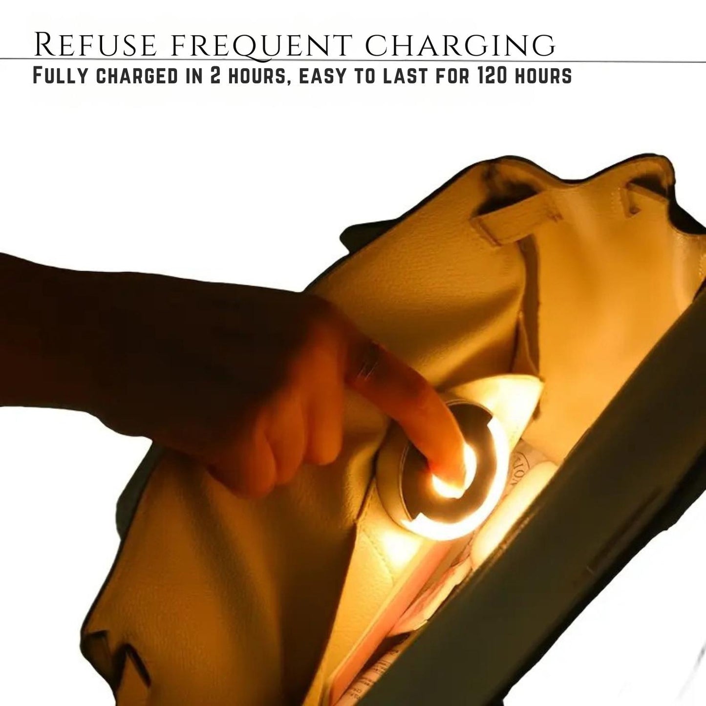 Mini LED Touch Bag Light | Rechargeable Purse Backpacks & Totes Light | Automatic Touch Light Inside Bag | Portable Interior Light for Women’s Handbag for Night Use | Smart Wireless Light for Travel, Purse, Long Battery Endurance upto 120 Hours