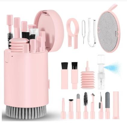 20-in-1 Multifunctional Mobile & Electronic Gadgets Cleaning Kit | Cleaning Set for Keyboard, Laptop, AirPods, Phone, Camera, Earbuds, Screen – Tools with Brushes, Spray Bottle, Keycap Puller, Air Blower, Cloth – All-in-One Tech Cleaner Set