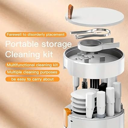 20-in-1 Multifunctional Mobile & Electronic Gadgets Cleaning Kit | Cleaning Set for Keyboard, Laptop, AirPods, Phone, Camera, Earbuds, Screen – Tools with Brushes, Spray Bottle, Keycap Puller, Air Blower, Cloth – All-in-One Tech Cleaner Set