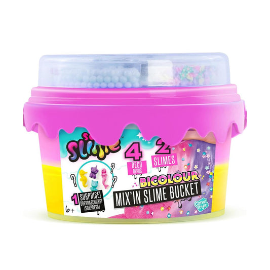 So Slime Mix'in Slime Bucket - 2 Colour Slimes with Surprise Character & Fun Decorations 400g Stretchy Sensory Slime Kit for Kids DIY Mix & Play Set for Creative Fun Christmas Gift Ideas, Xmas stocking filler