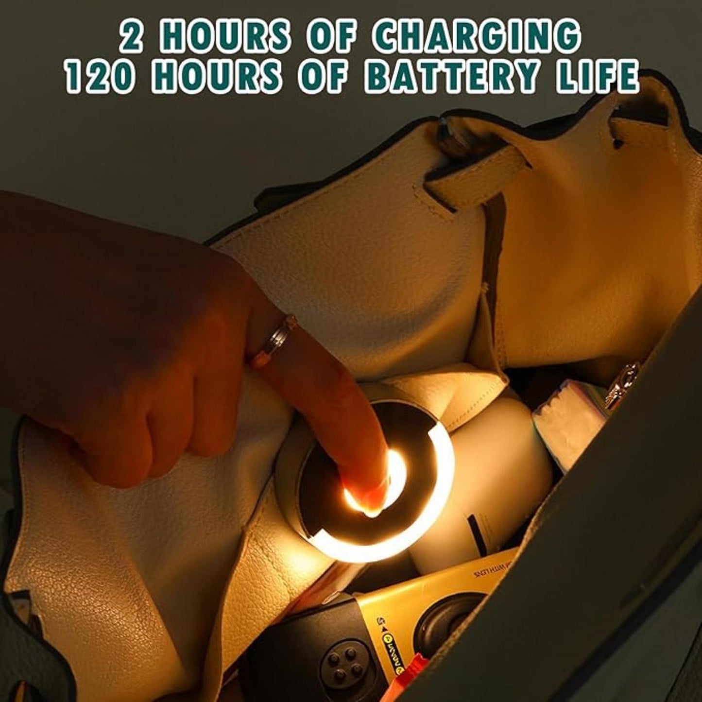 Mini LED Touch Bag Light | Rechargeable Purse Backpacks & Totes Light  | Automatic Touch Light Inside Bag | Portable Interior Light for Women’s Handbag for Night Use | Smart Wireless Light for Travel, Purse, Long Battery Endurance upto 120 Hours