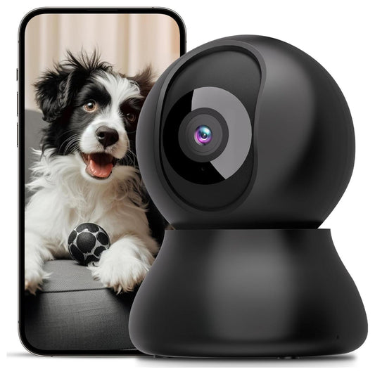Indoor 2K Pet Camera Security Camera with 360° Coverage Motion Tracking Color Night Vision Two-Way Audio Cloud SD APP Control Works with Alexa