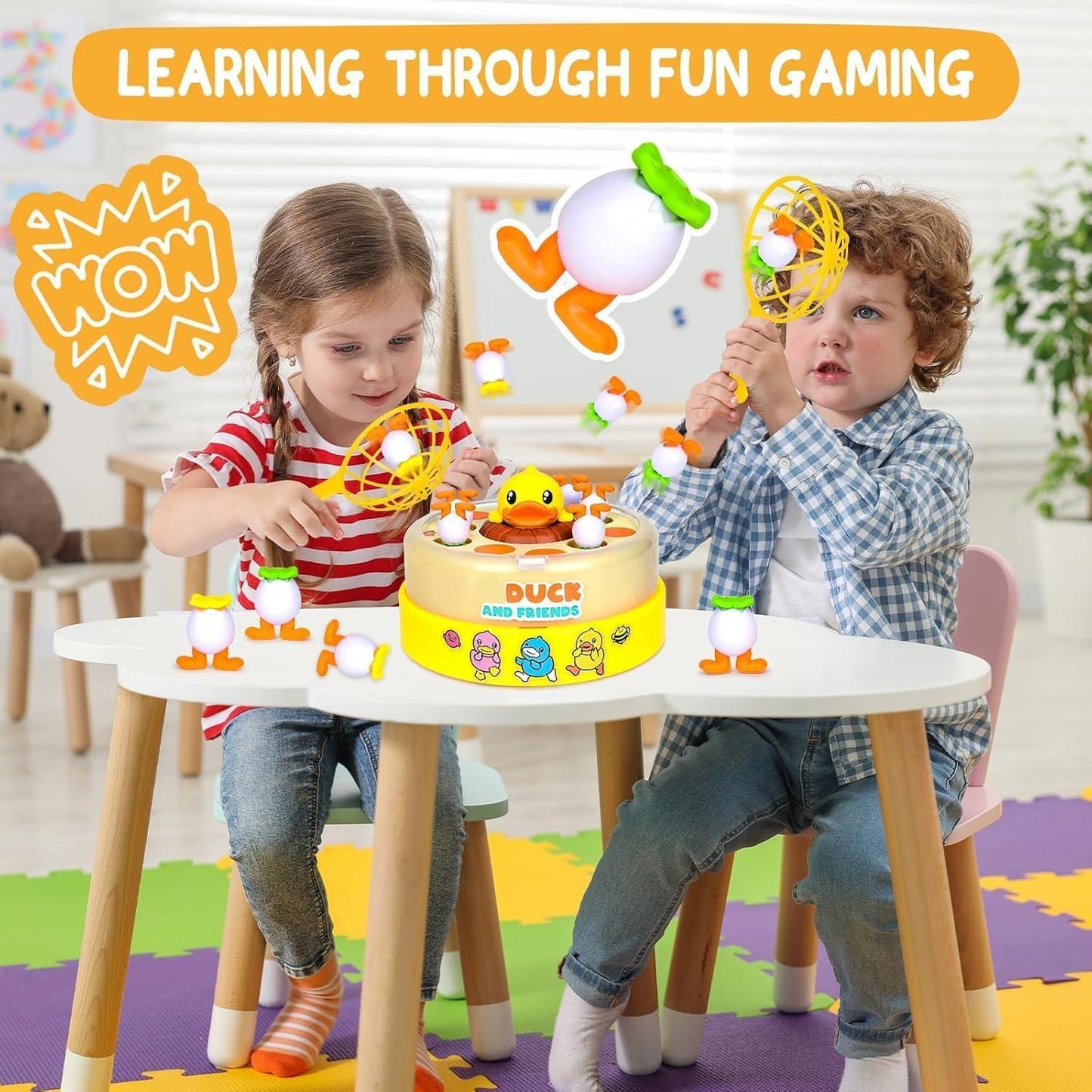 Duck Dash Jumping Duck Game Pop Up Magnetic Fishing Toys for 2-4 Year Old Boys & Girls Educational Montessori Toys with Happy Music Safe Durable Materials Christmas Fun Gift Games Holiday Joy