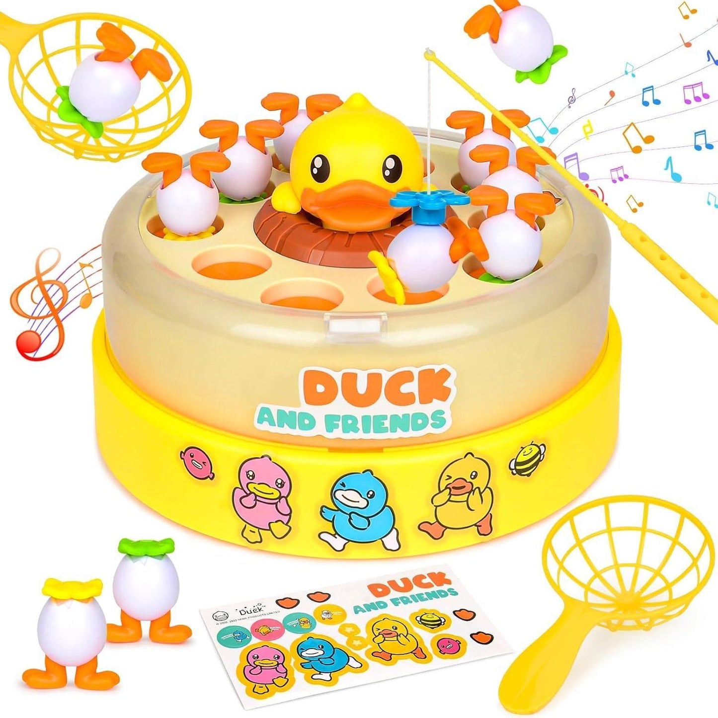 Duck Dash Jumping Duck Game Pop Up Magnetic Fishing Toys for 2-4 Year Old Boys & Girls Educational Montessori Toys with Happy Music Safe Durable Materials Christmas Fun Gift Games Holiday Joy