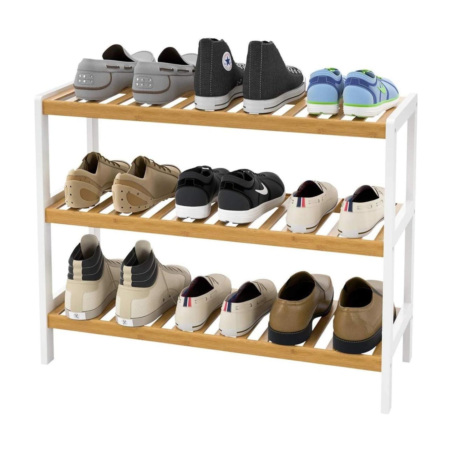 3-Tier White Bamboo Show Rack