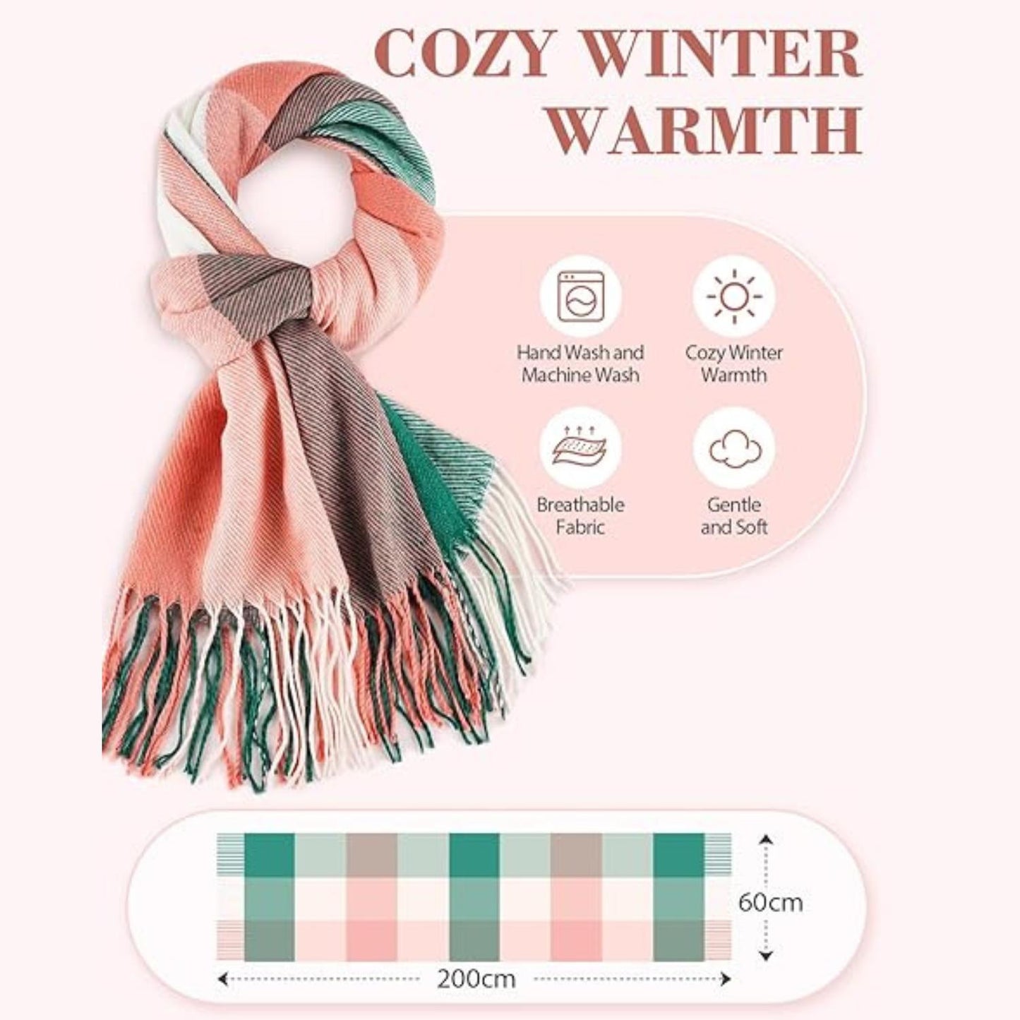 Soft Winter Tartan Scarf for Ladies, Seasonal Fashion Gift Idea