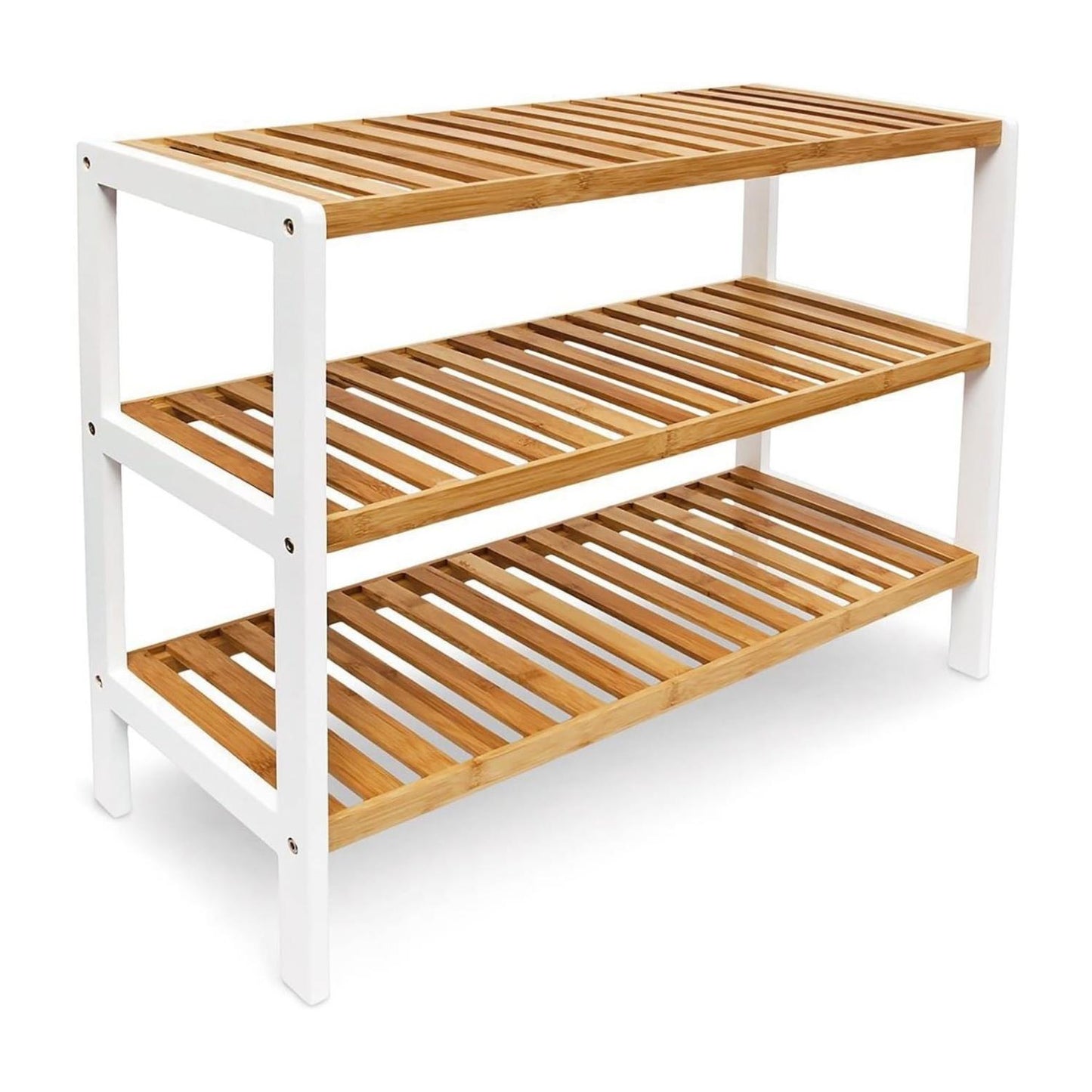 3-Tier White Bamboo Show Rack