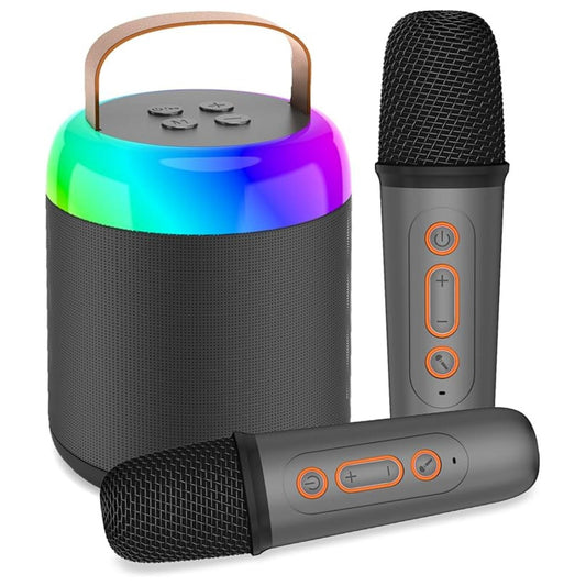 Kids Karaoke Machine with 2 Microphones Portable Music Player LED Party Lights Fun Birthday Gift Toy for Girls Boys Teens Ages 14-18 Singing Machine Black 2 Mic
