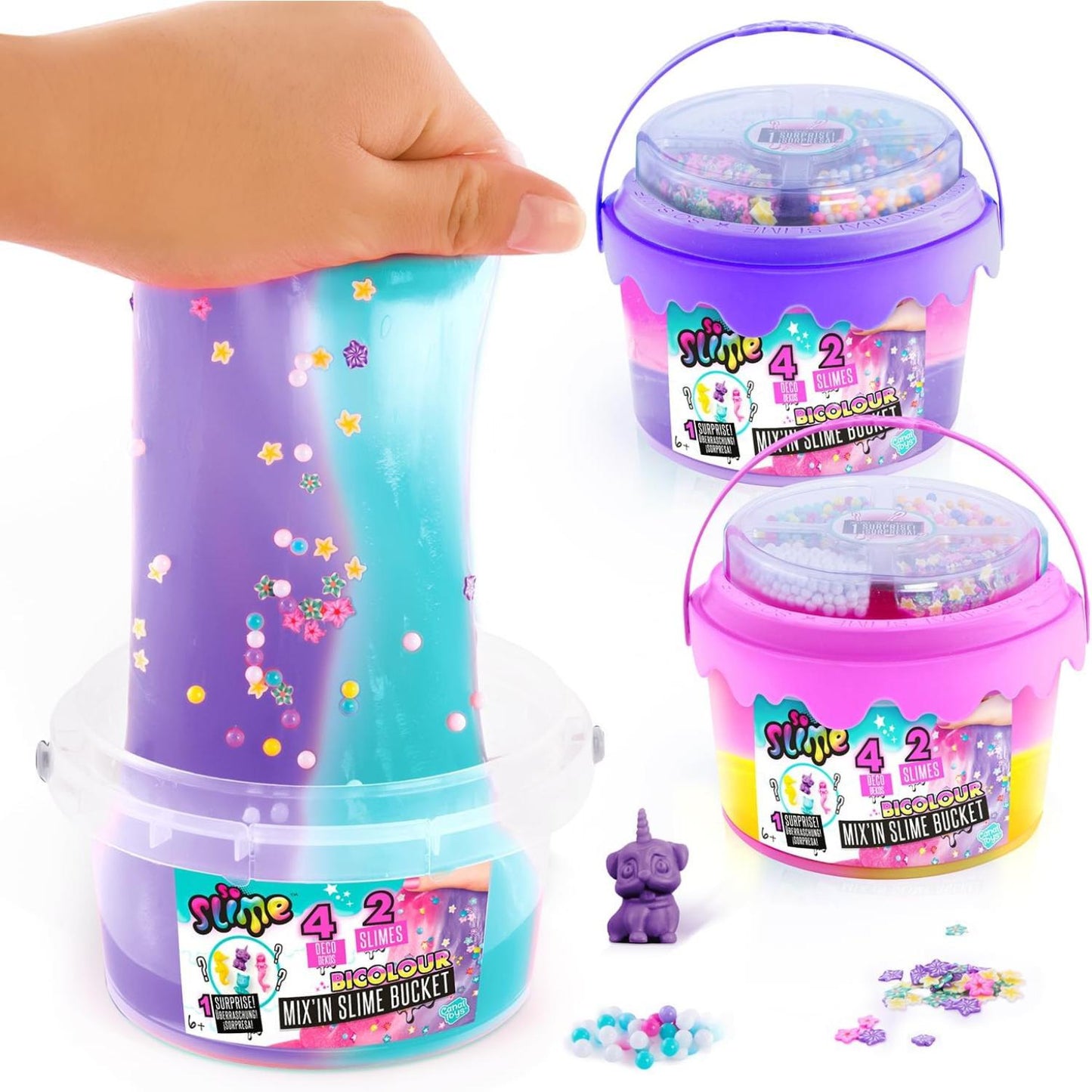 So Slime Mix'in Slime Bucket - 2 Colour Slimes with Surprise Character & Fun Decorations 400g Stretchy Sensory Slime Kit for Kids DIY Mix & Play Set for Creative Fun Christmas Gift Ideas, Xmas stocking filler