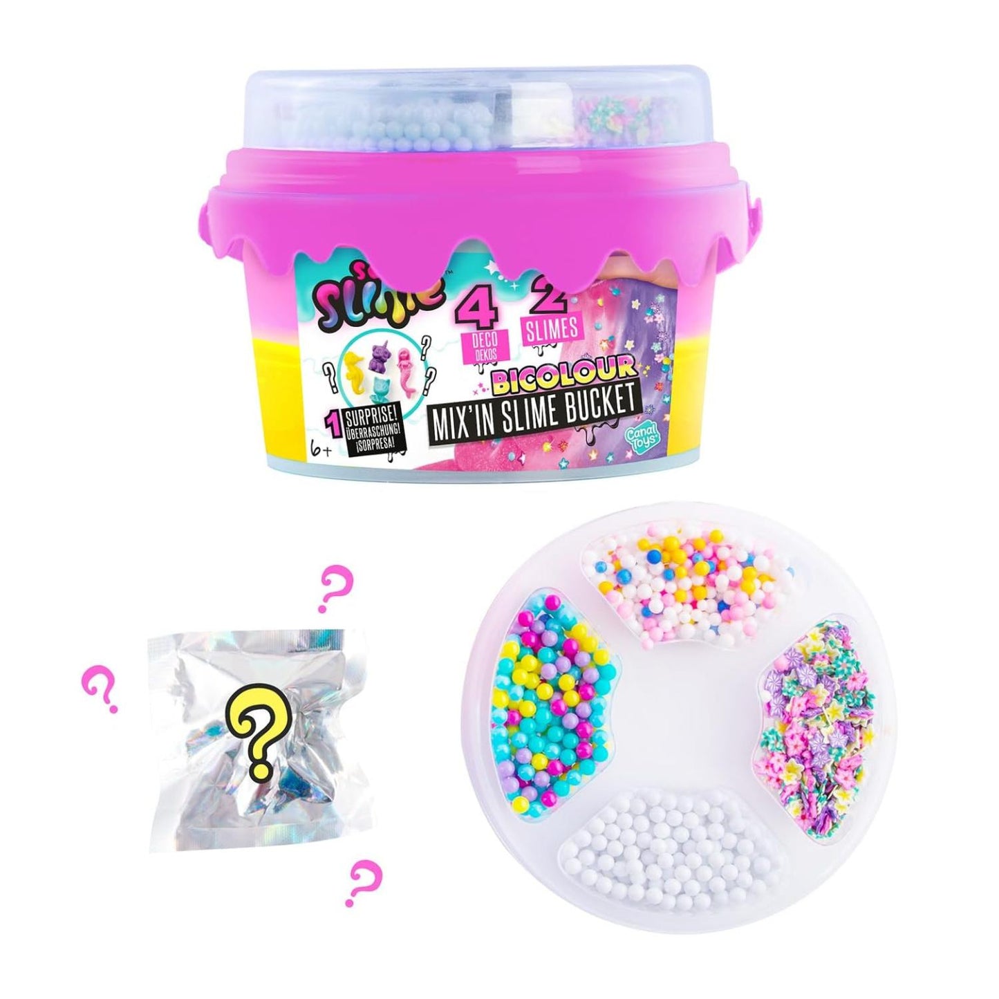 So Slime Mix'in Slime Bucket - 2 Colour Slimes with Surprise Character & Fun Decorations 400g Stretchy Sensory Slime Kit for Kids DIY Mix & Play Set for Creative Fun Christmas Gift Ideas, Xmas stocking filler