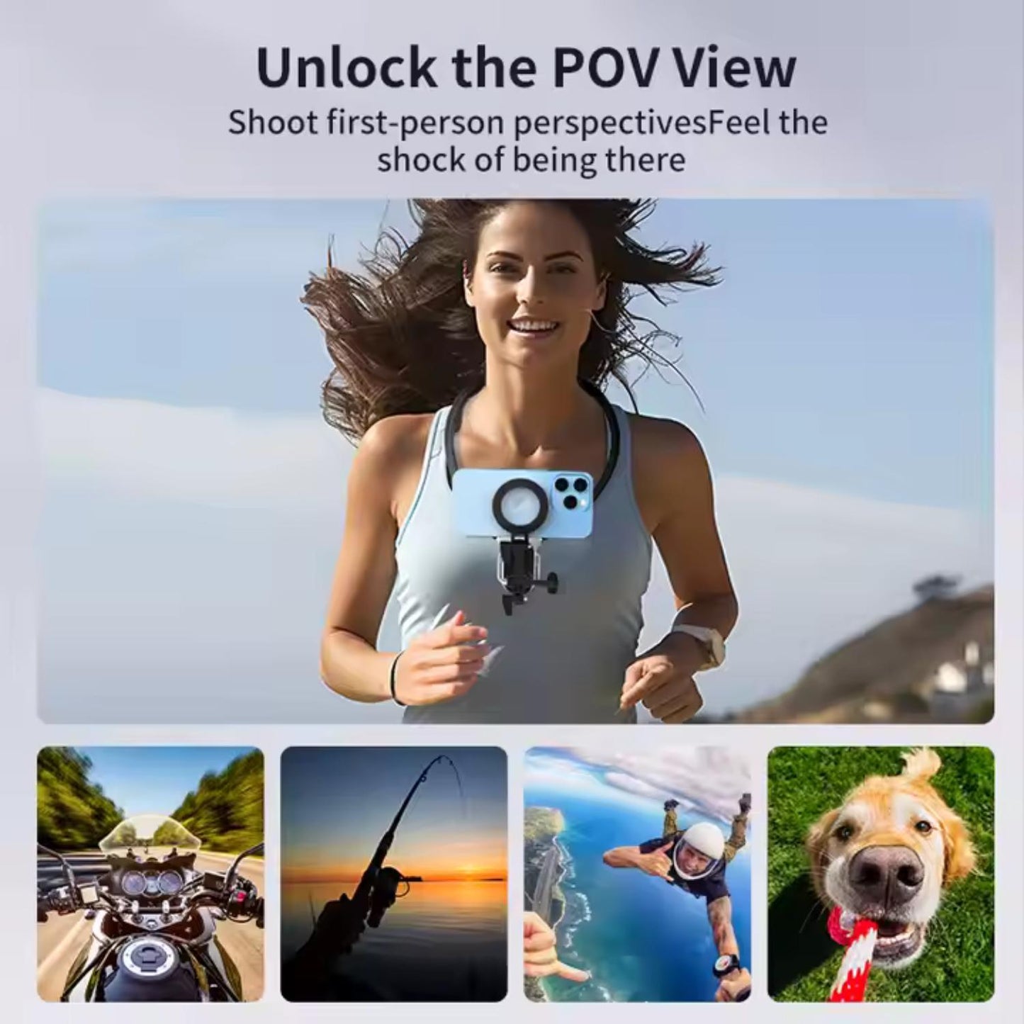 Magnetic Neck Phone Holder - Hanging Neck Phone Holder Adjustable Neck Mount Hands-Free GrPro Durable Grip Suction Bracket for POV, Vlogging, & Video Recording Compatible With Smart All Phones Selfie Stand Phone Accessories Travel Gadgets