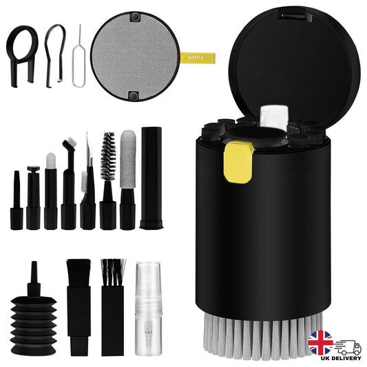 20-in-1 Multifunctional Mobile & Electronic Gadgets Cleaning Kit | Cleaning Set for Keyboard, Laptop, AirPods, Phone, Camera, Earbuds, Screen – Tools with Brushes, Spray Bottle, Keycap Puller, Air Blower, Cloth – All-in-One Tech Cleaner Set