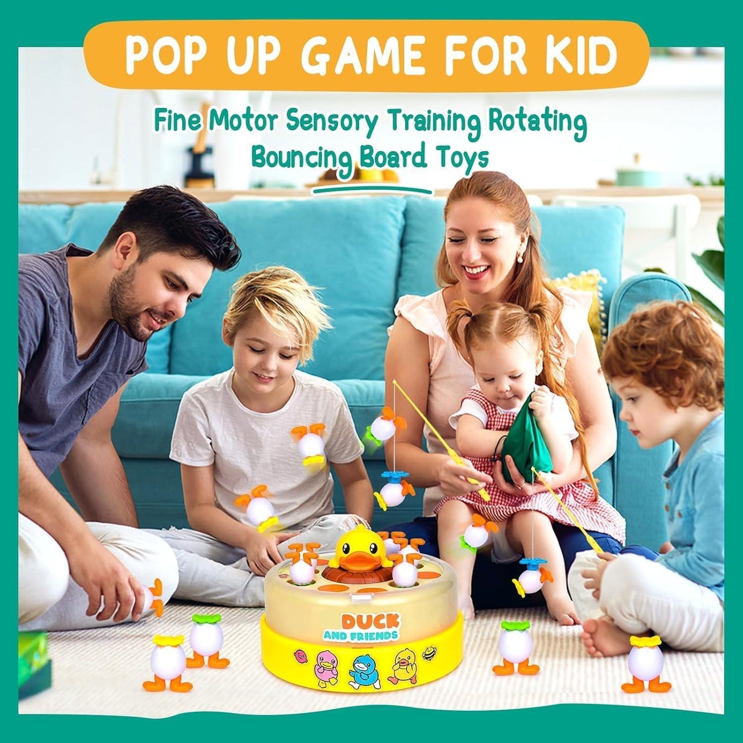 Duck Dash Jumping Duck Game Pop Up Magnetic Fishing Toys for 2-4 Year Old Boys & Girls Educational Montessori Toys with Happy Music Safe Durable Materials Christmas Fun Gift Games Holiday Joy